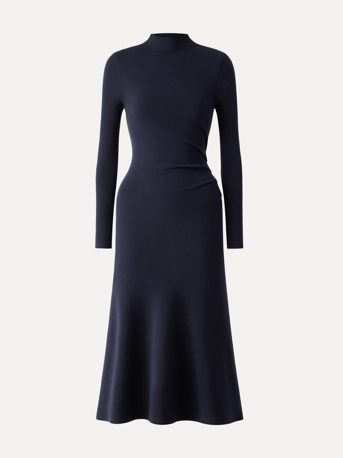 ProWarm Long Sleeves Mockneck Tucks Midi Dress