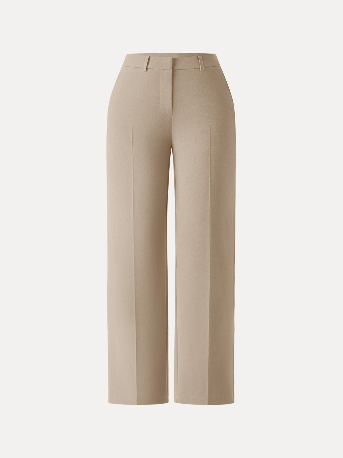 Mid Rise Straight Leg Creased Trousers with Pockets