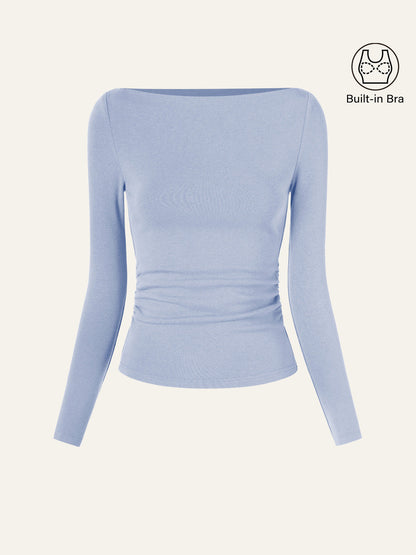 Modern Side Ruched Boatneck Brami Top