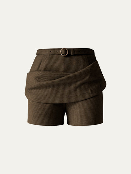 Belted Mini Skirt With Shorts