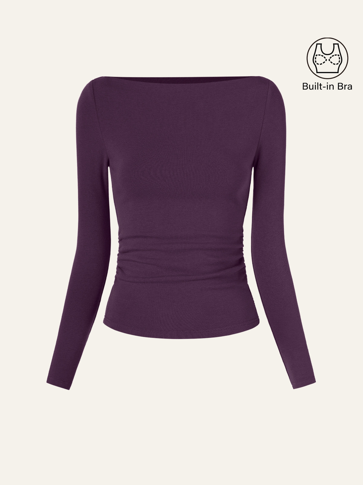 Modern Side Ruched Boatneck Brami Top