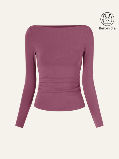 Modern Side Ruched Boatneck Brami Top