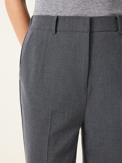 Mid Rise Straight Leg Creased Trousers with Pockets