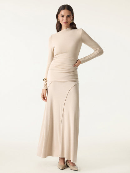 Light Warm Slanted Mockneck Ruched Brami