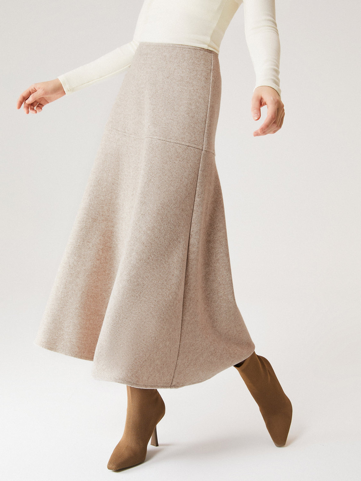2Pcs Set Boatneck Tucks Brami Top & Flared Maxi Skirt