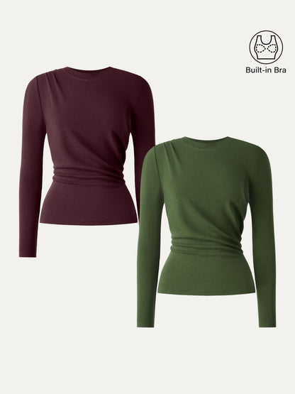 Light Warm Crewneck Tucked Top