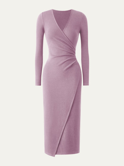 Surplice Wrap Long Sleeve Dress