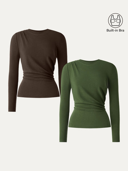 Light Warm Crewneck Tucked Top
