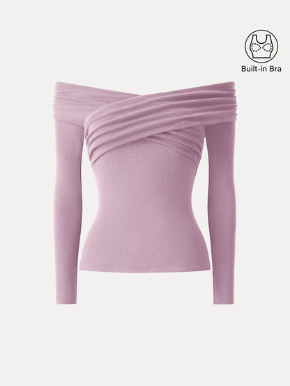 Light Warm Criss Cross Off-Shoulder Brami Top