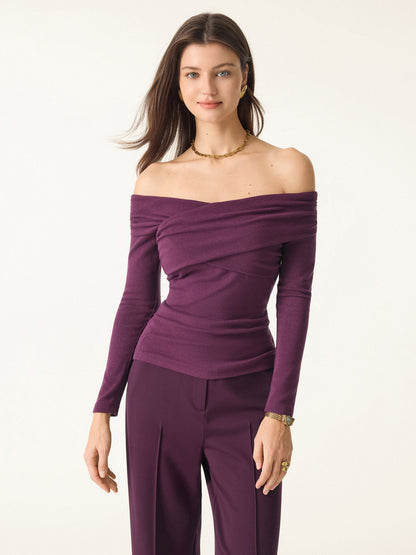 Light Warm Criss Cross Off-Shoulder Brami Top