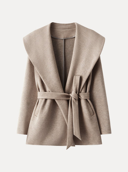 Belted Shawl Collar Robe Jacket with Pockets
