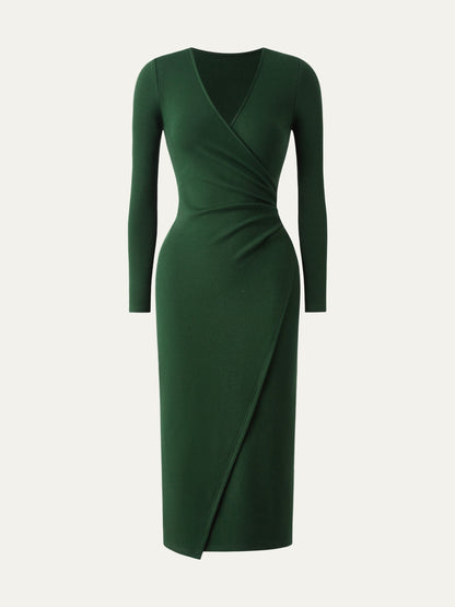 Surplice Wrap Long Sleeve Dress