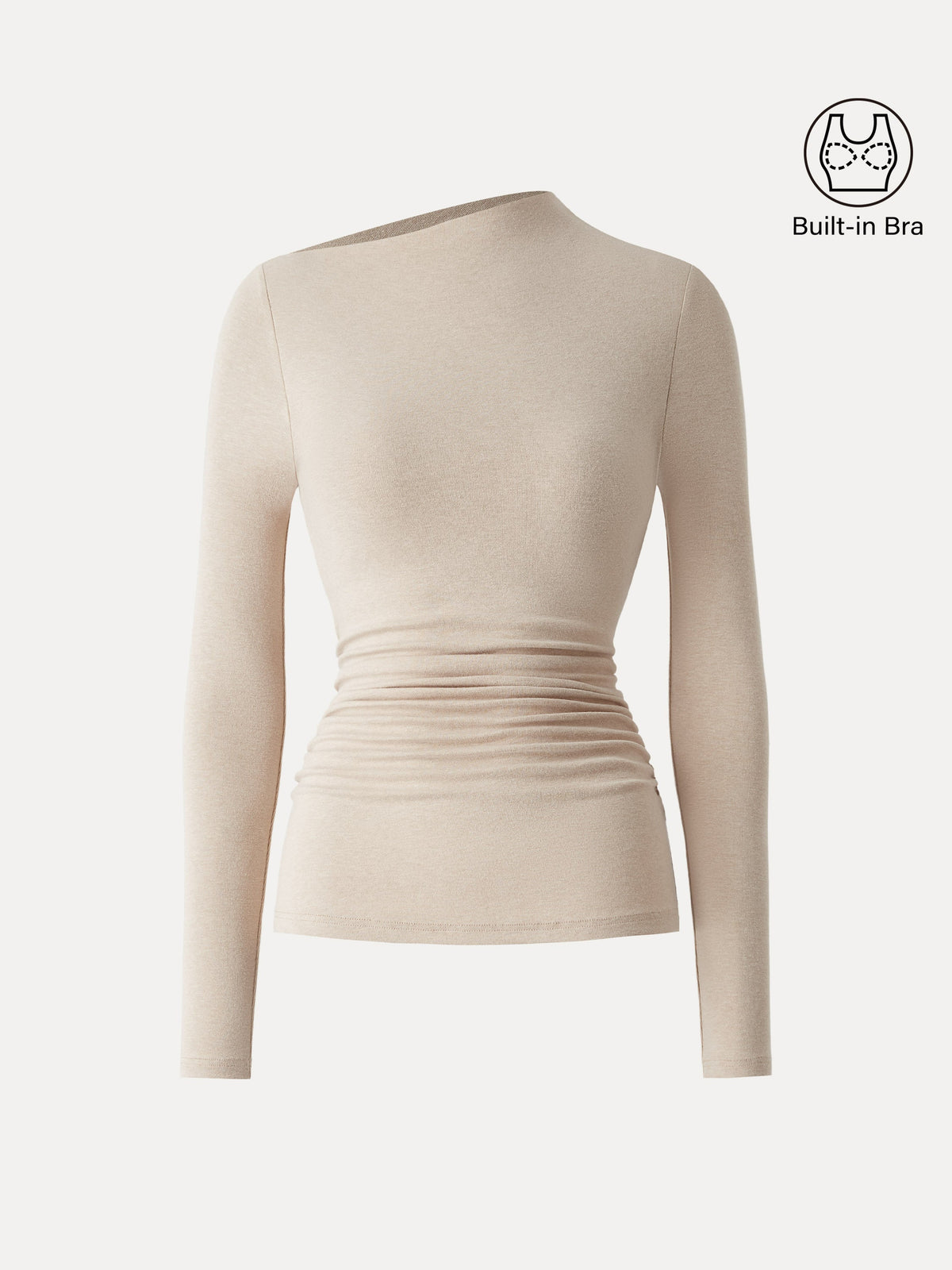Light Warm Slanted Mockneck Ruched Brami