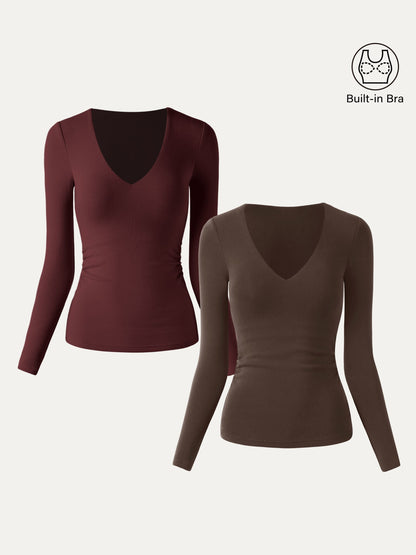 V-Neck Ruched Sides Brami Top