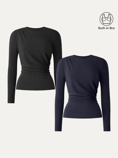 Light Warm Crewneck Tucked Top