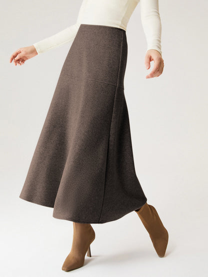 Wool-like Flared Maxi Skirt