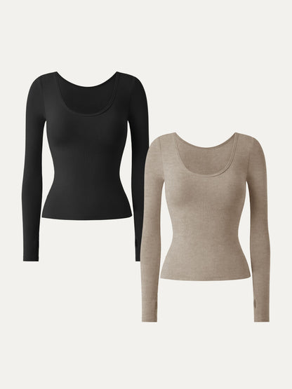 Essential Lyocell Cashmere Multi-Wear Long Sleeve Top with Thumbholes
