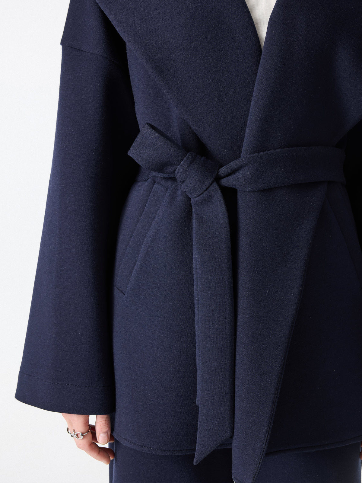 Belted Shawl Collar Robe Jacket with Pockets