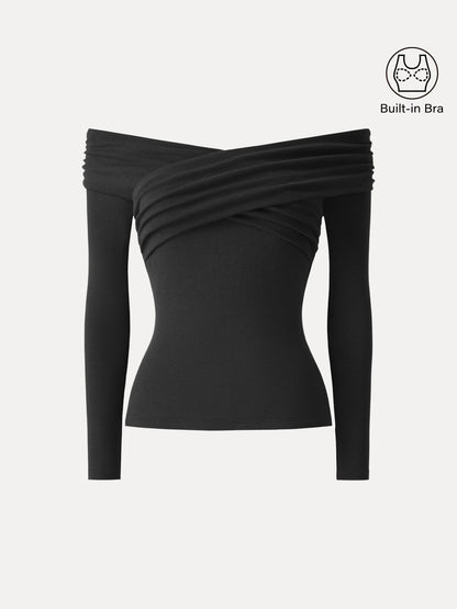 Light Warm Criss Cross Off-Shoulder Brami Top
