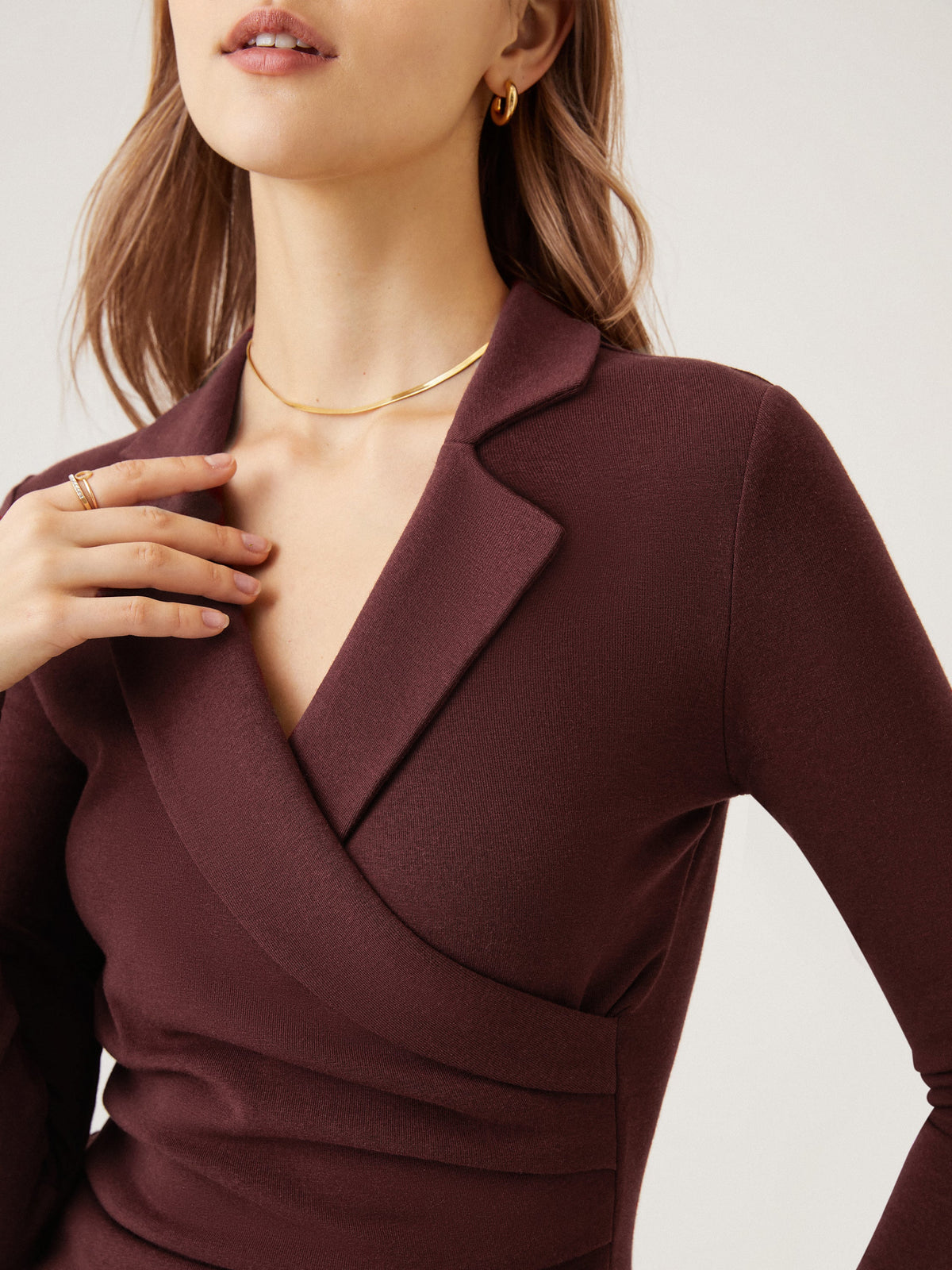 2Pcs Set Collared Surplice Top