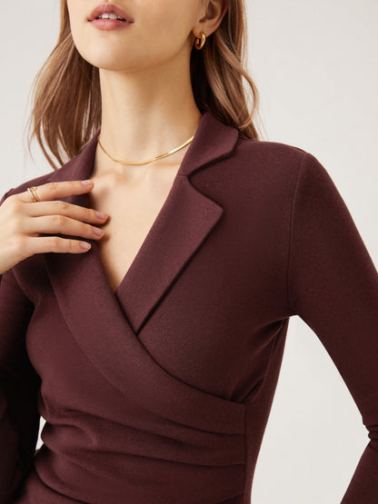 2Pcs Set Collared Surplice Top
