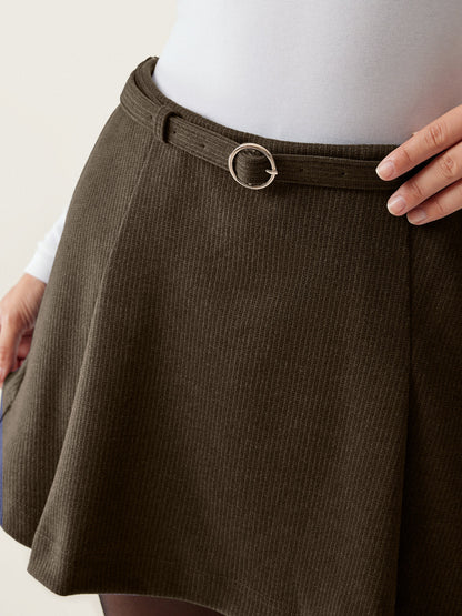 Belted Mini Skirt With Shorts