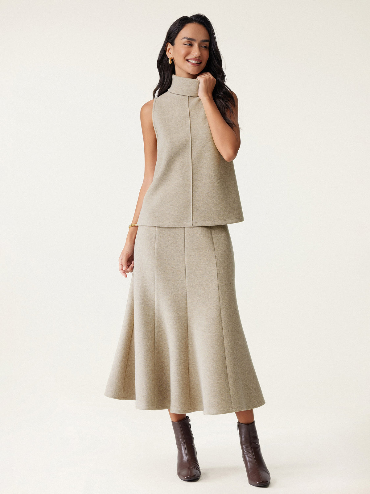 Turtle Neck Split Hem Top
