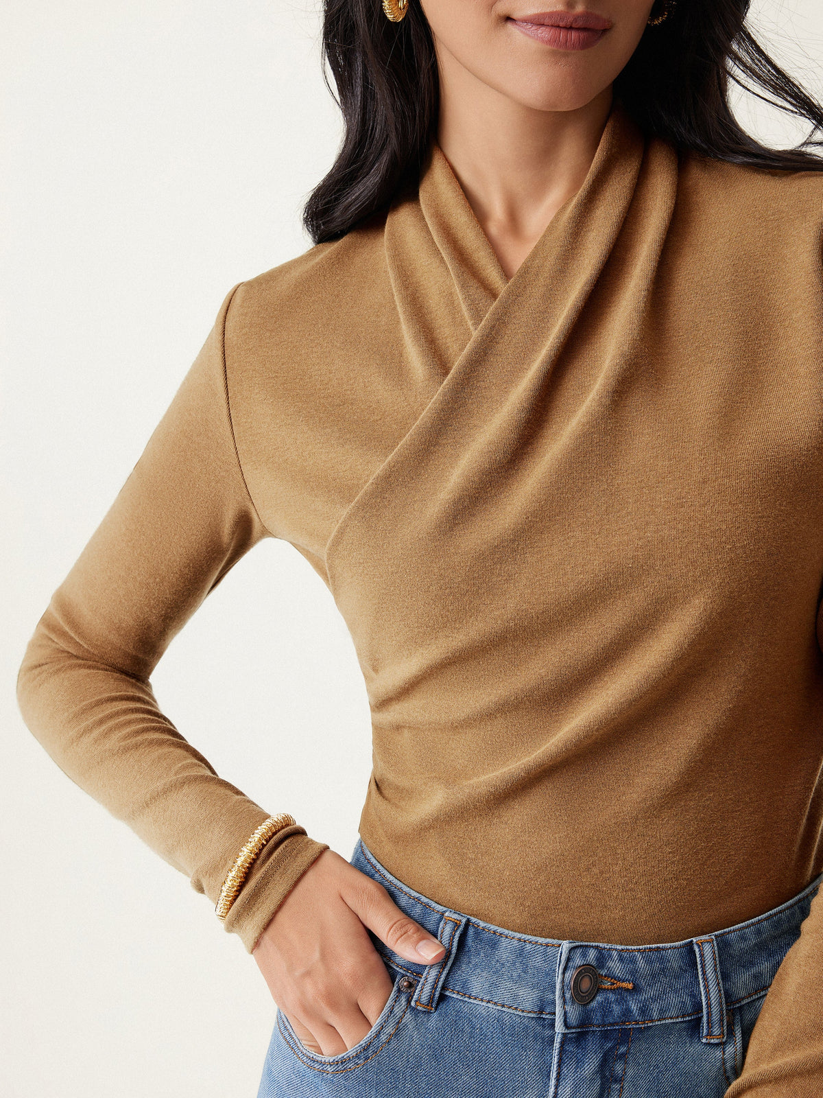 2Pcs Set Surplice Long Sleeve Top