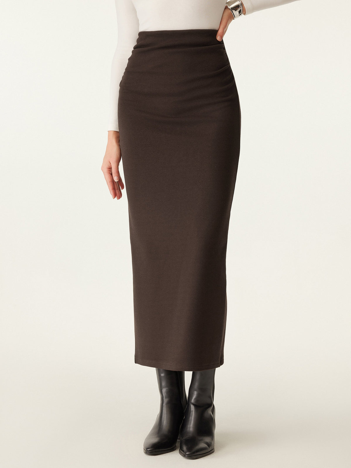 MaxWarm Ruched Side Pencil Maxi Skirt