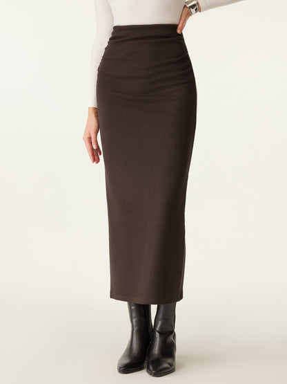 MaxWarm Ruched Side Pencil Maxi Skirt