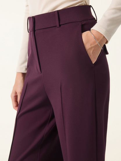 Stretch Ponte High Rise Straight Leg Pintuck Trousers