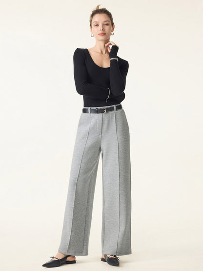 High Waisted Straight Leg Pull On Pant