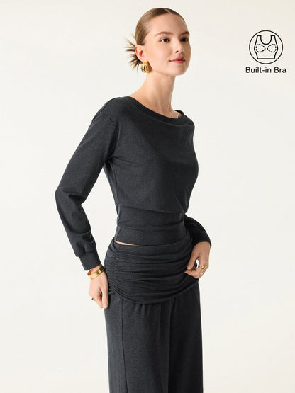 Non-Itchy Wool Blend Boatneck Brami