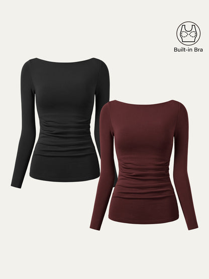 2Pcs Set Boatneck Tucks Brami Top