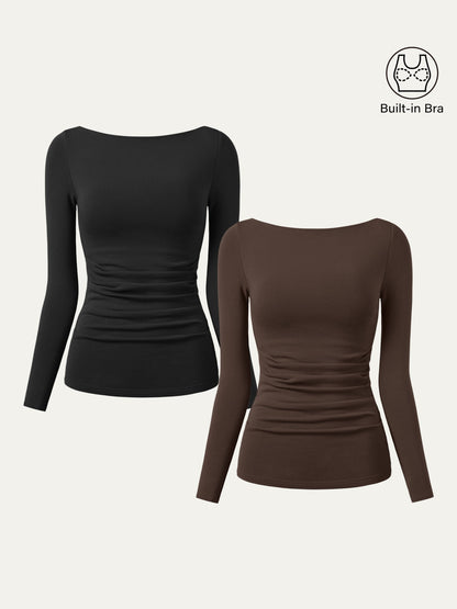 2Pcs Set Boatneck Tucks Brami Top