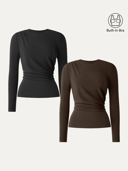 Light Warm Crewneck Tucked Top