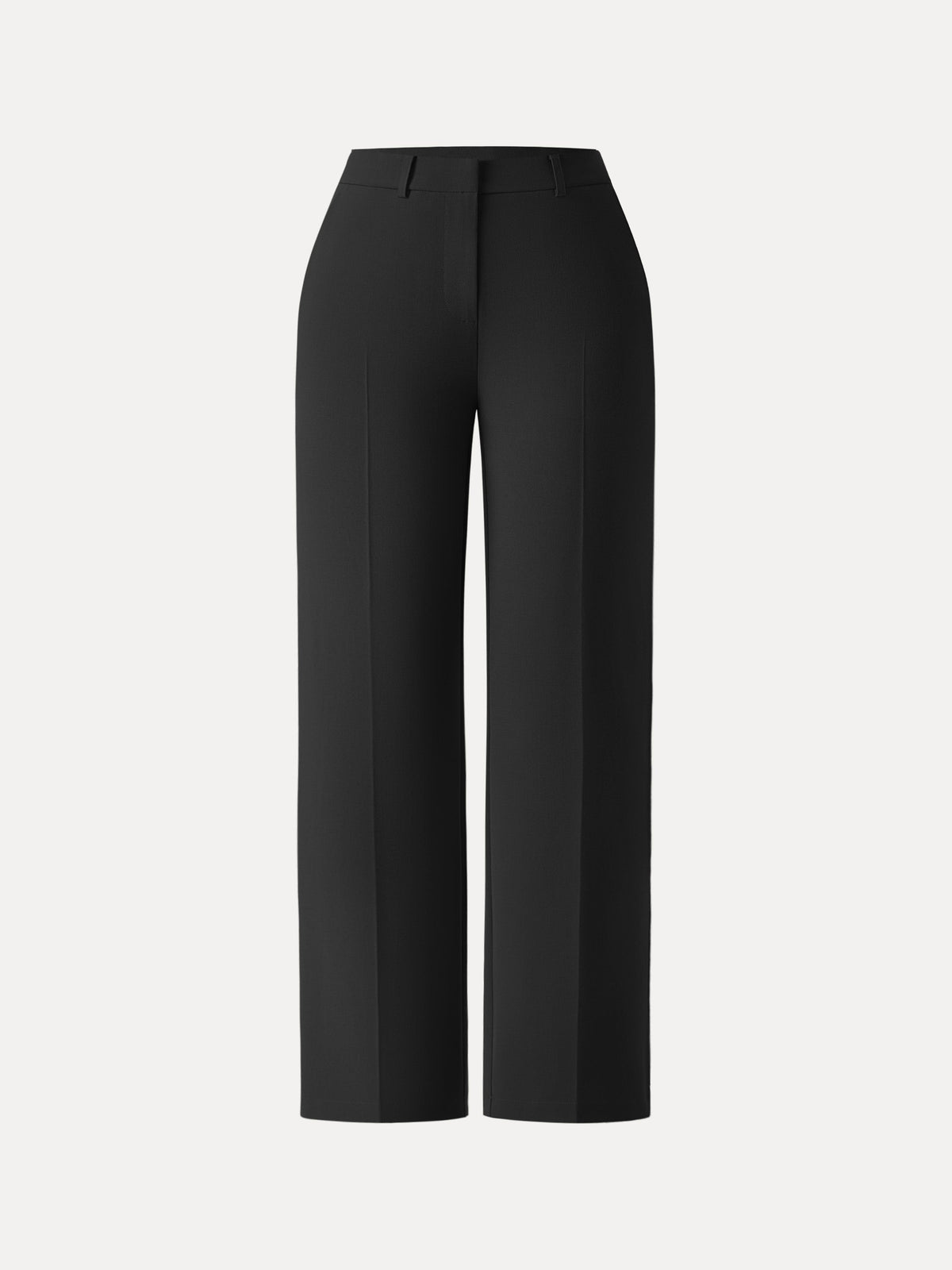 Mid Rise Straight Leg Creased Trousers with Pockets