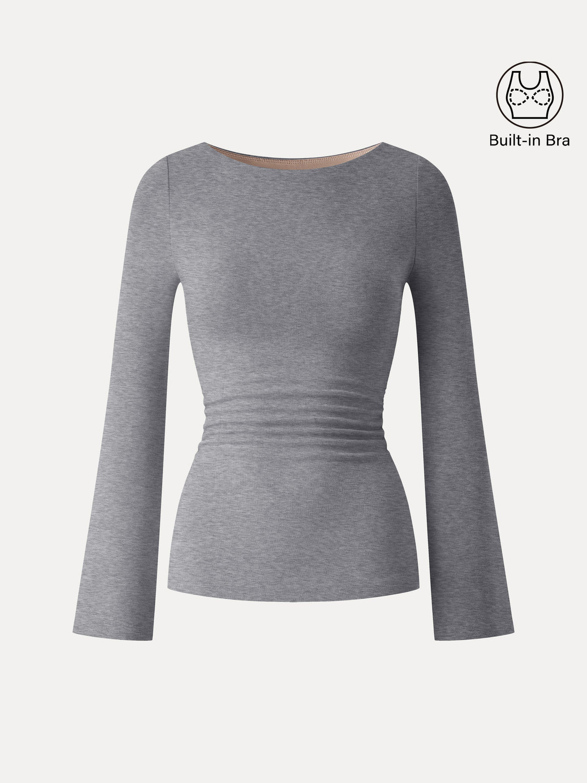 Boatneck Bell Sleeves Ruched Brami Top