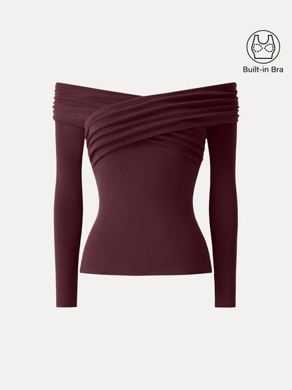 Light Warm Criss Cross Off-Shoulder Brami Top