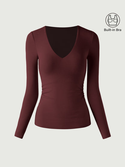 V-Neck Ruched Sides Brami Top
