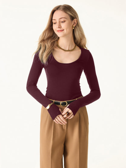 Essential Lyocell Cashmere Multi-Wear Long Sleeve Top with Thumbholes