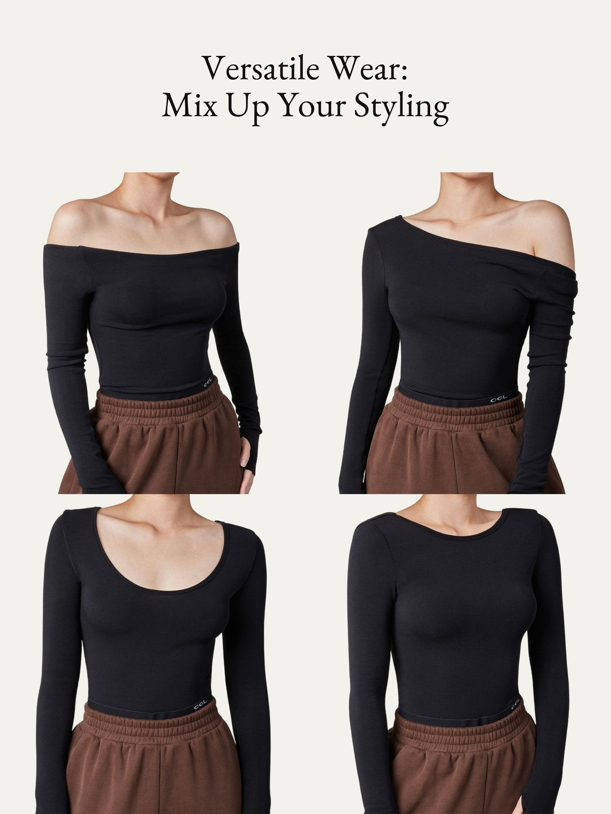 Essential Lyocell Cashmere Multi-Wear Long Sleeve Top with Thumbholes