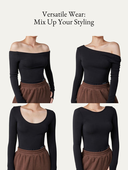 Essential Lyocell Cashmere Multi-Wear Long Sleeve Top with Thumbholes