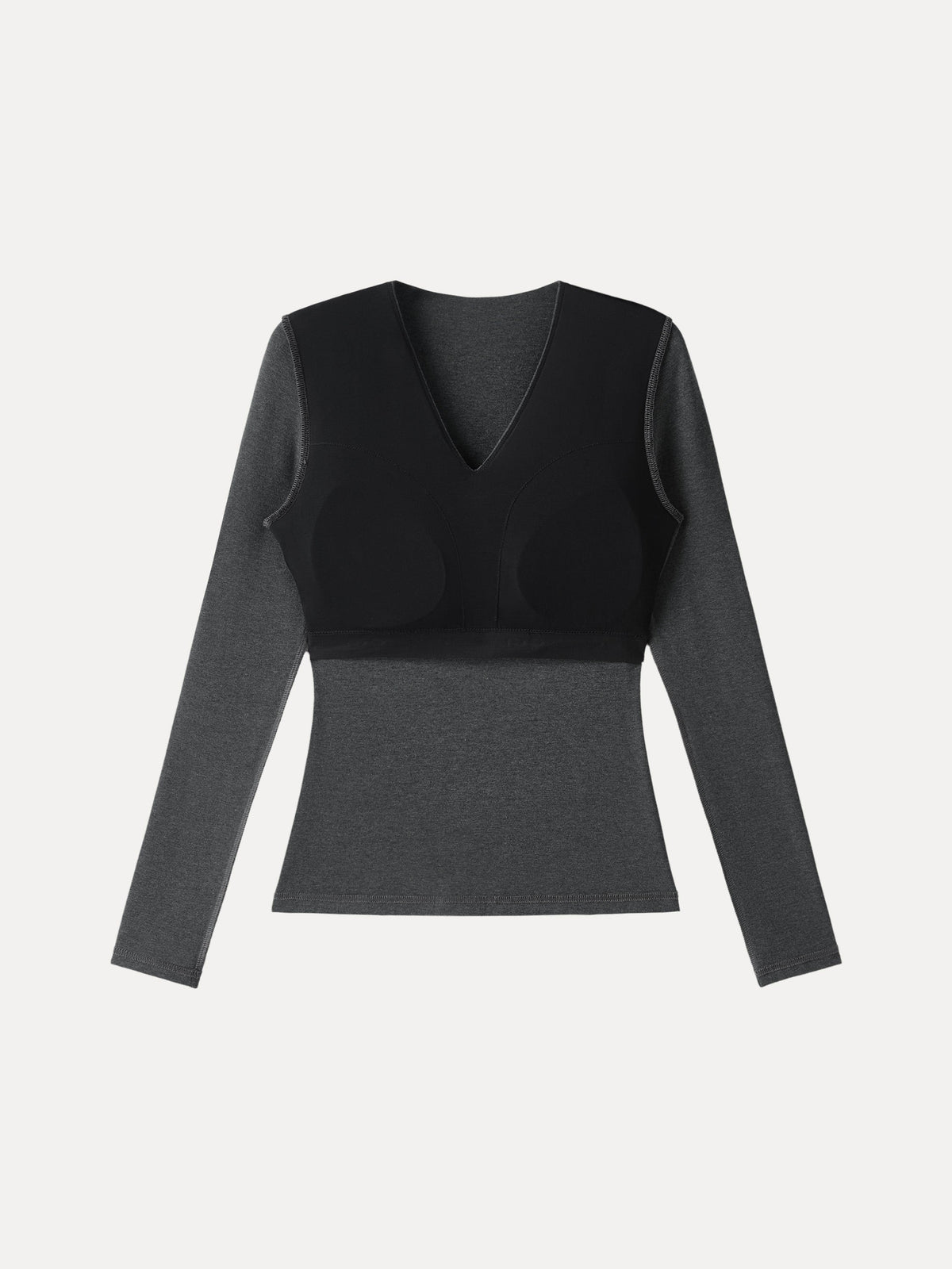 Stretch Cotton V-Neck Long Sleeve Brami Top