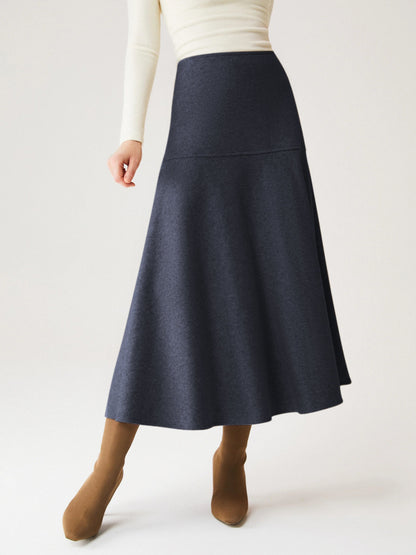 Wool-like Flared Maxi Skirt