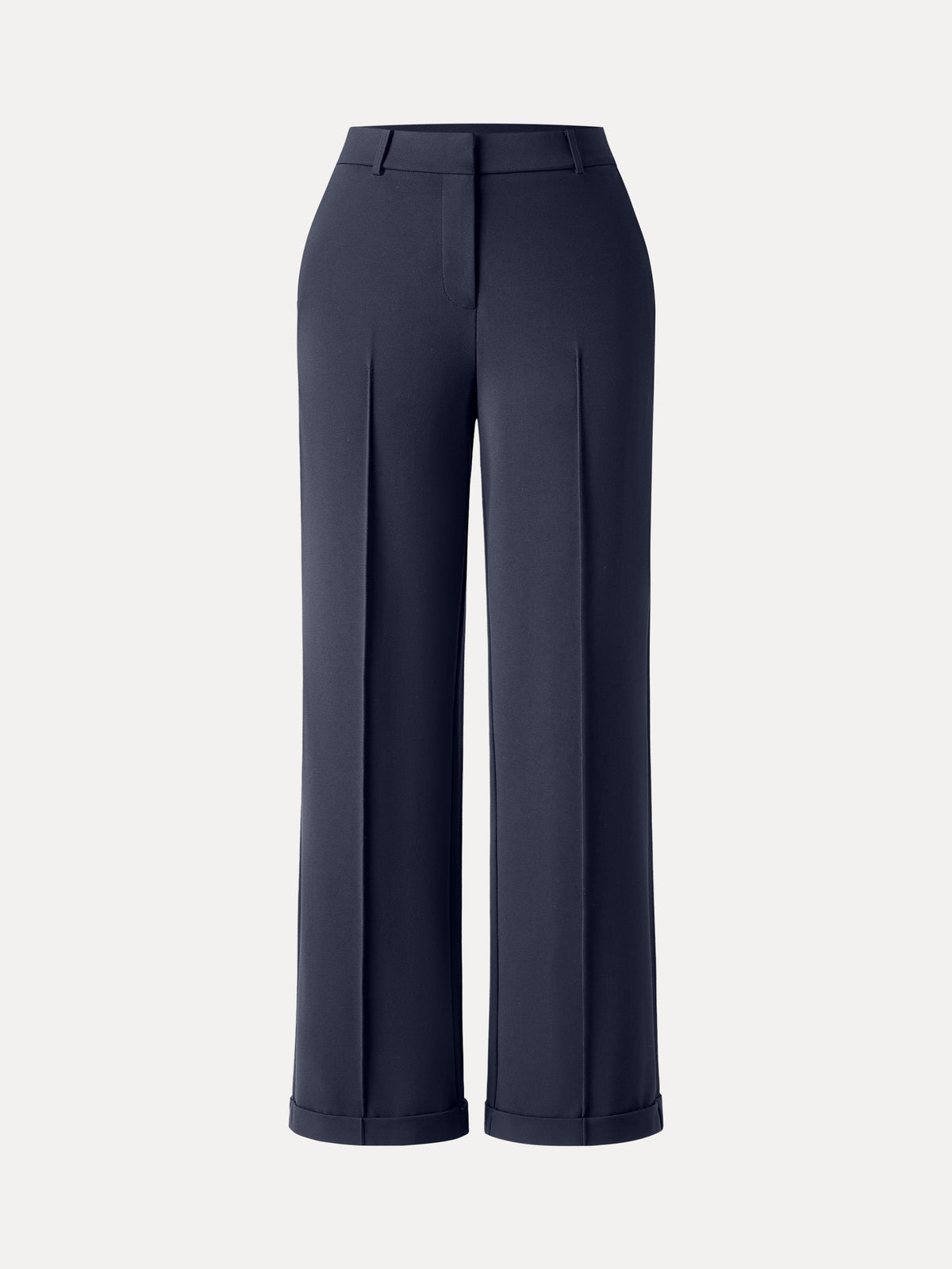 Stretch Ponte High Rise Straight Leg Pintuck Trousers