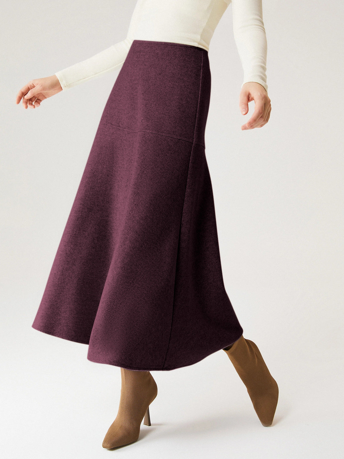 Wool-like Flared Maxi Skirt