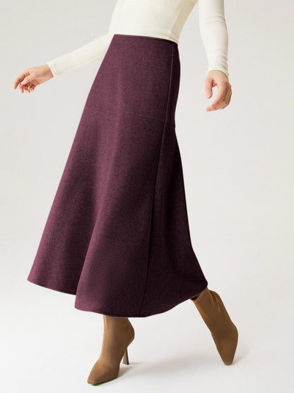 Wool-like Flared Maxi Skirt