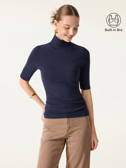 2Pcs Set Essential Turtleneck Elbow Length Sleeve Brami