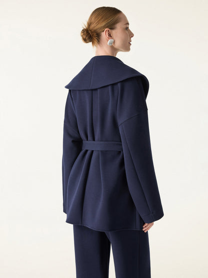 Belted Shawl Collar Robe Jacket with Pockets